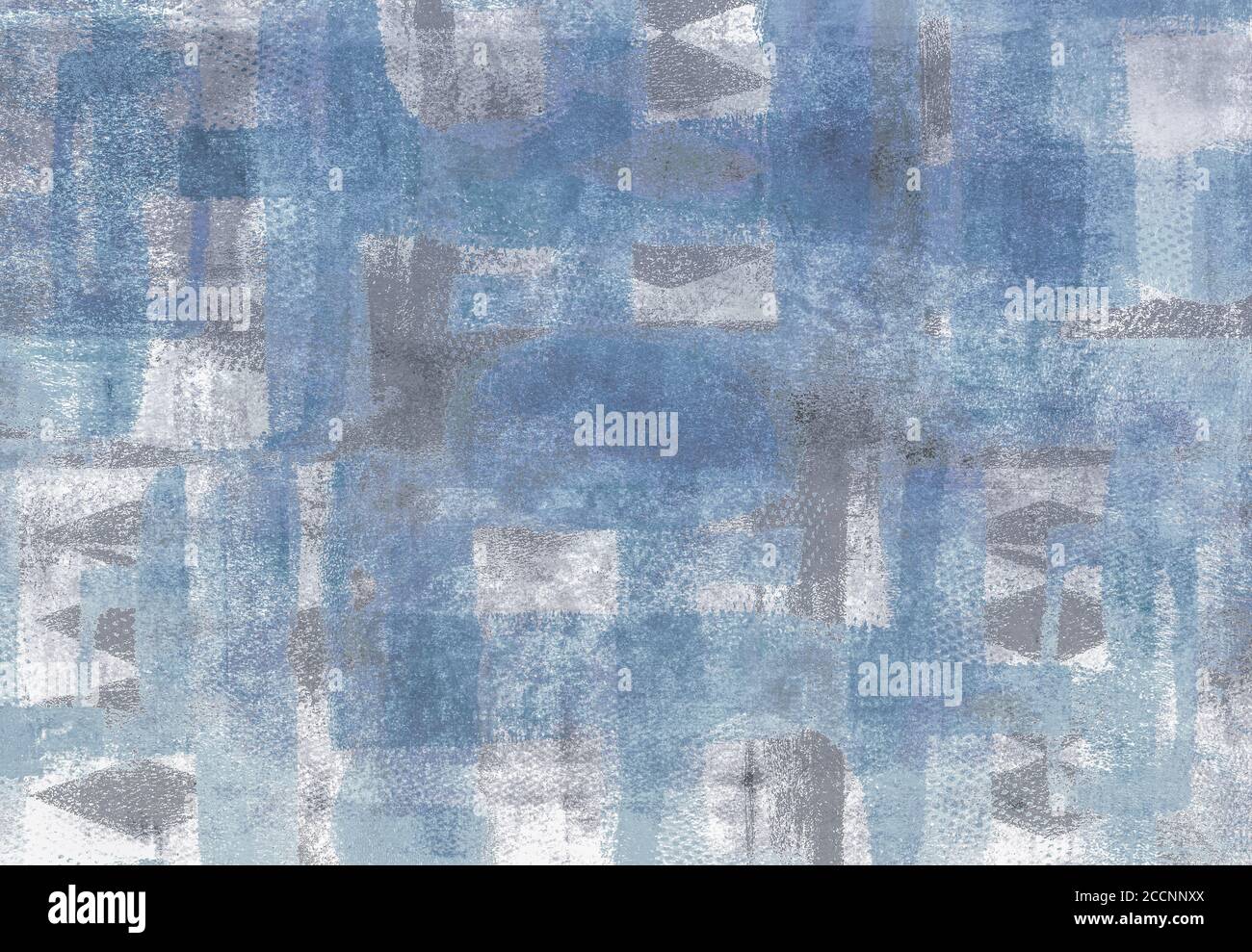 Supporti misti sfondo creativo fatto di forme geometriche testurizzate in toni blu-grigio Foto Stock