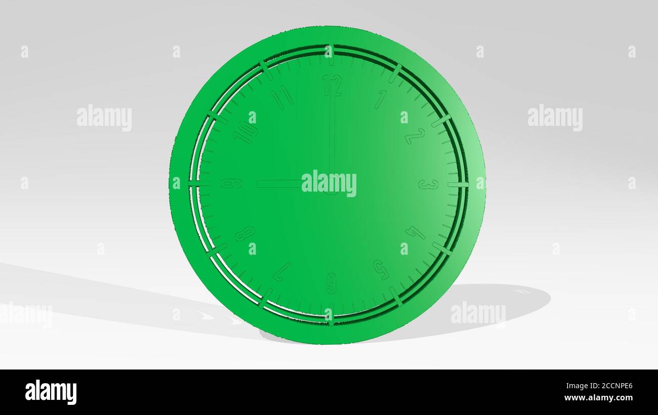 FORMA CIRCOLARE CON ICONA DI disegno 3D CON MARGINE sul pavimento bianco, illustrazione 3D Foto Stock