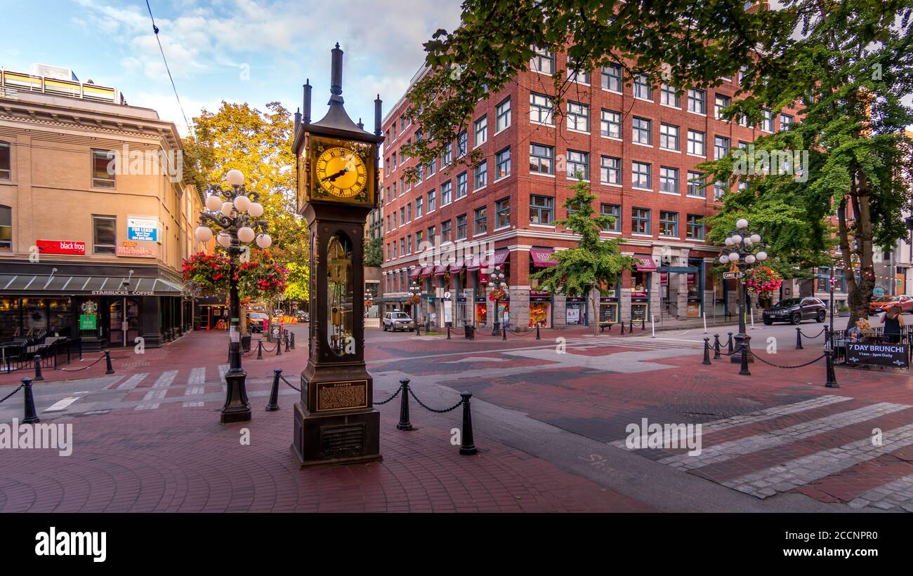 Il famoso orologio a vapore all'angolo di Water Street E Cambie Street nella storica parte Gastown di Vancouver Foto Stock