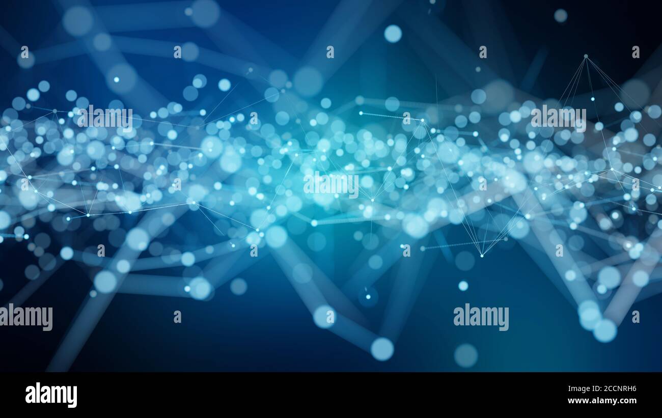 Astratto connessione di rete digitale sfondo blu rendering 3D Foto Stock
