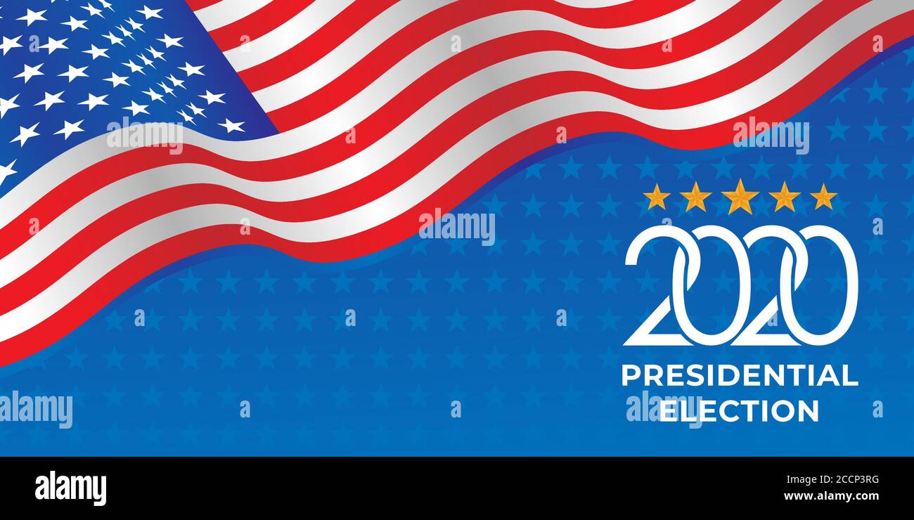 Stati Uniti d'America elezione presidenziale 2020 illustrazione vettoriale. USA Presidential Election 2020 Vector banner sfondo design. 2020 US Presi Illustrazione Vettoriale