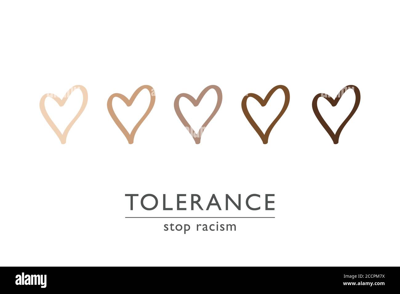Stop al concetto di tolleranza al razzismo con cuori in colori diversi vettore illustrazione EPS10 Illustrazione Vettoriale