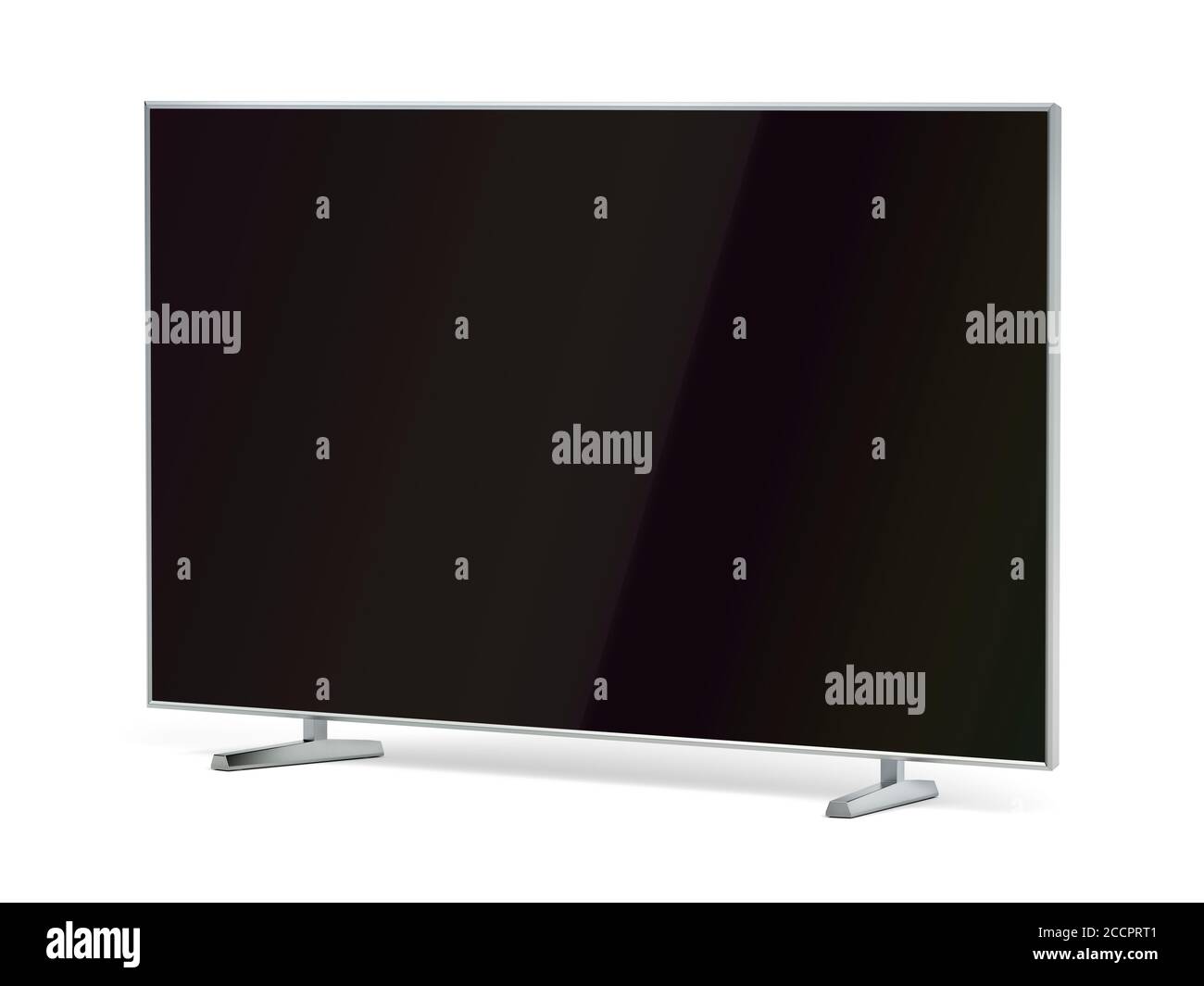 tv a schermo piatto con schermo vuoto su sfondo bianco Foto Stock