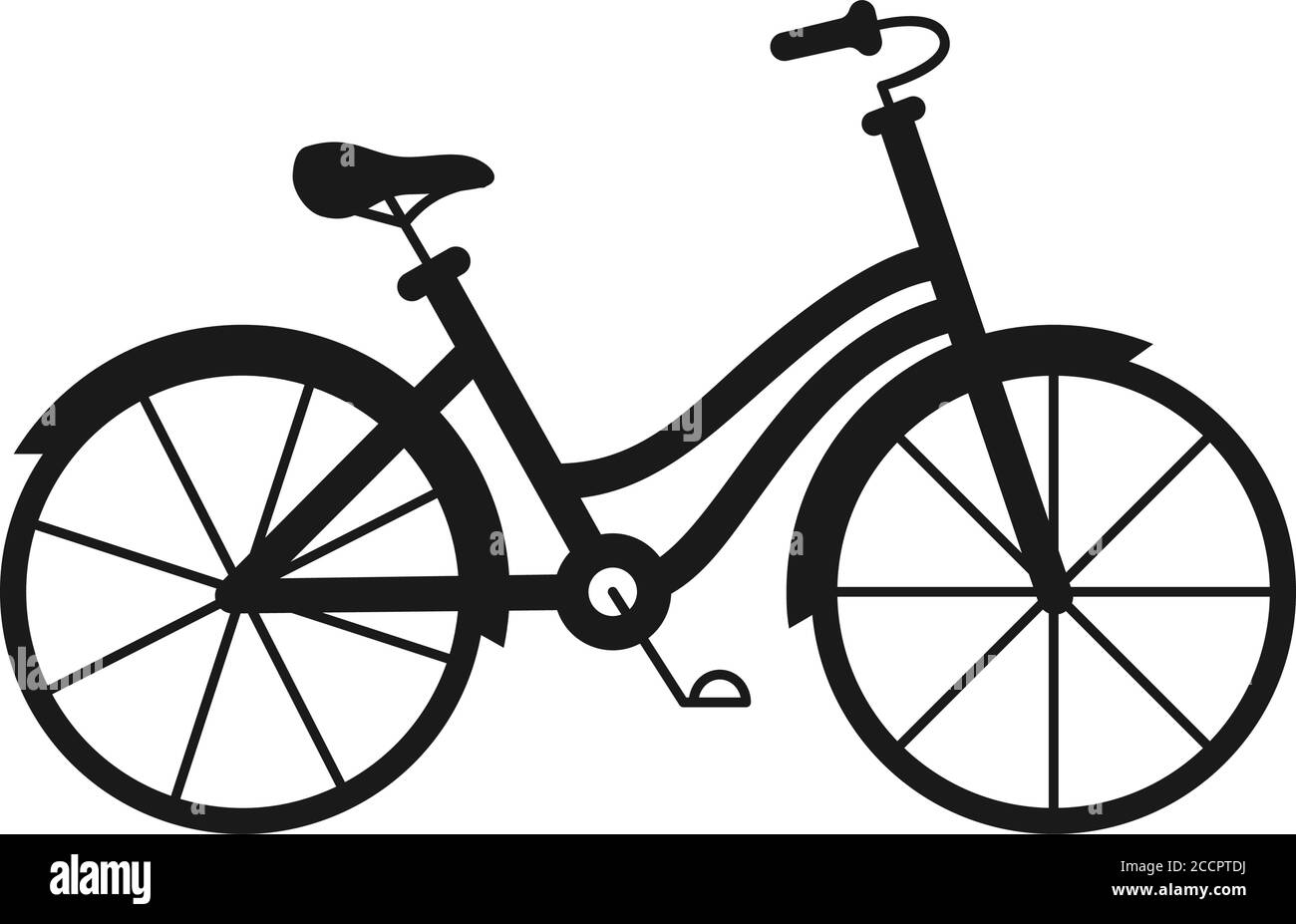 Bicicletta monocromatica in bianco e nero Illustrazione Vettoriale