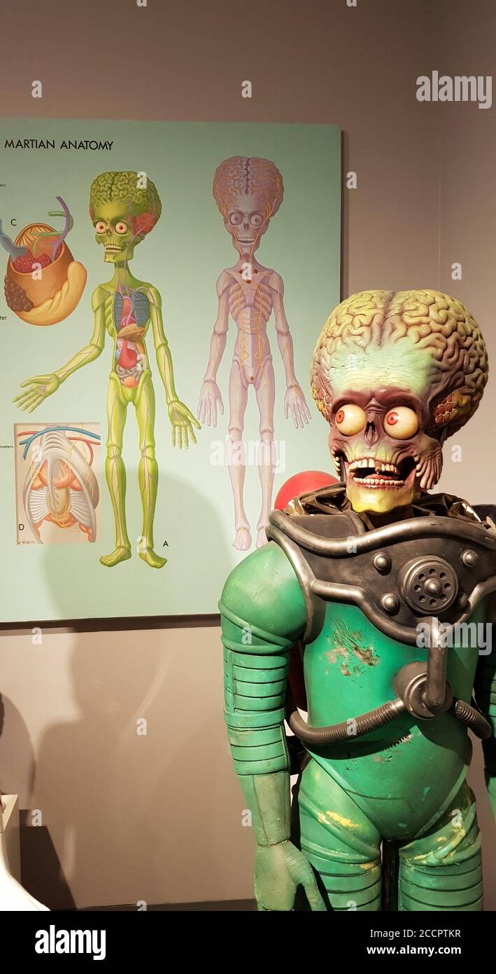 Mars attacca il modello marziano, Warner Bros. Studios, Burbank California, Stati Uniti Foto Stock