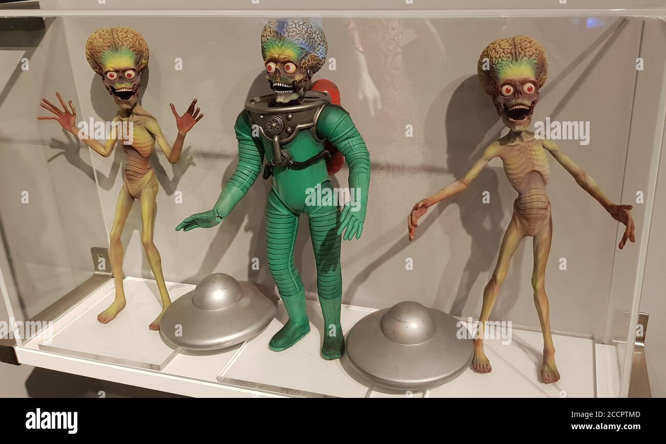 Mars attacca le figure del film, Warner Bros. Studios, Burbank California, Stati Uniti Foto Stock