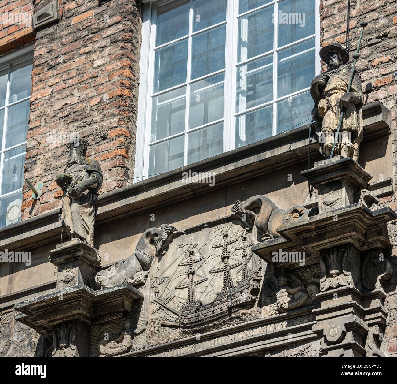 Architettura della città vecchia di Danzica, Polonia. Gdansk è la capitale storica della Pomerania polacca con l'architettura medievale della città vecchia. Foto Stock