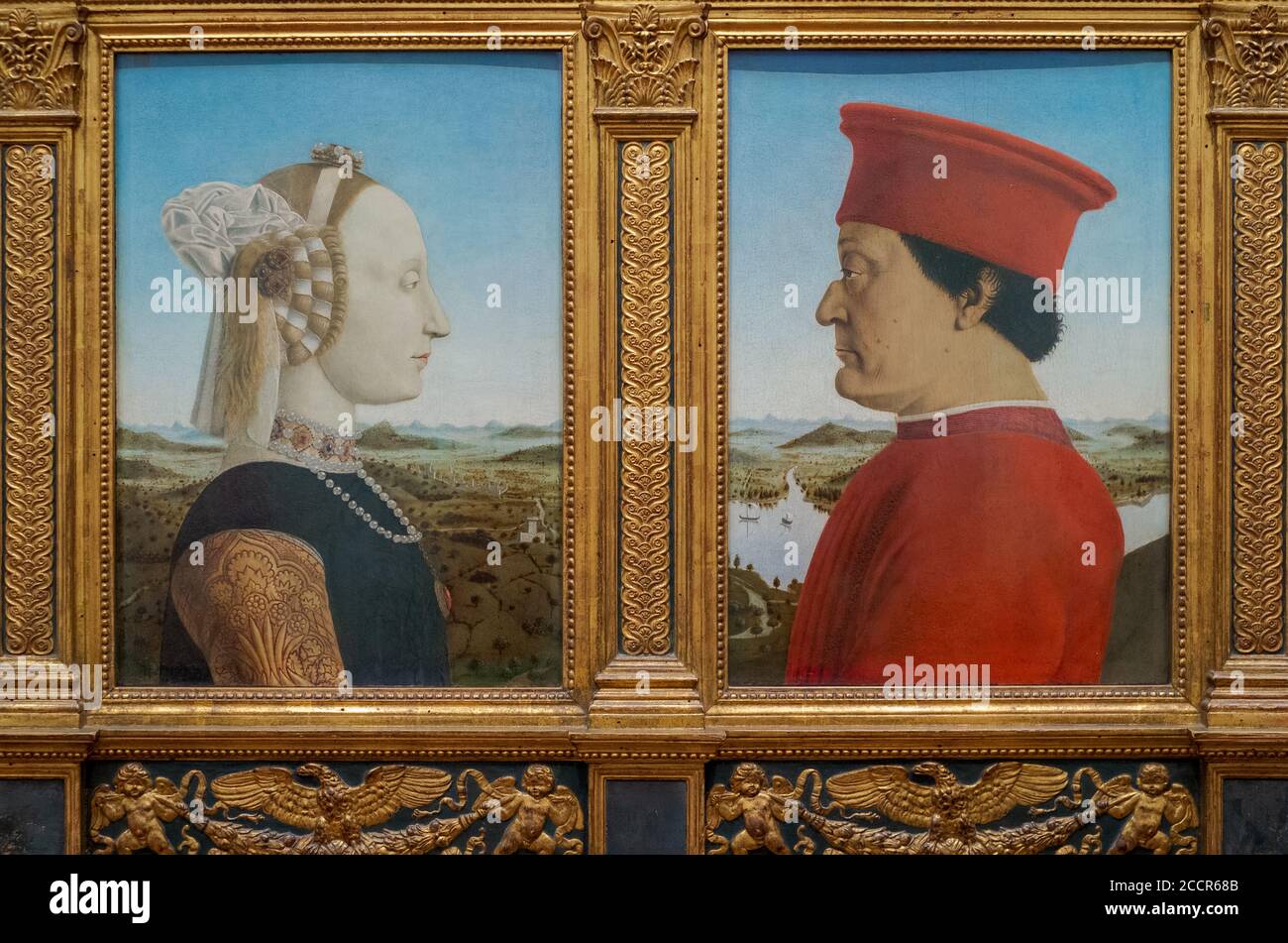Piero della Francesca (1416-1492), doppio ritratto dei Duchi di Urbino, noto anche come Diptico di Federico da Montefeltro e Battista Sforza, 1 Foto Stock
