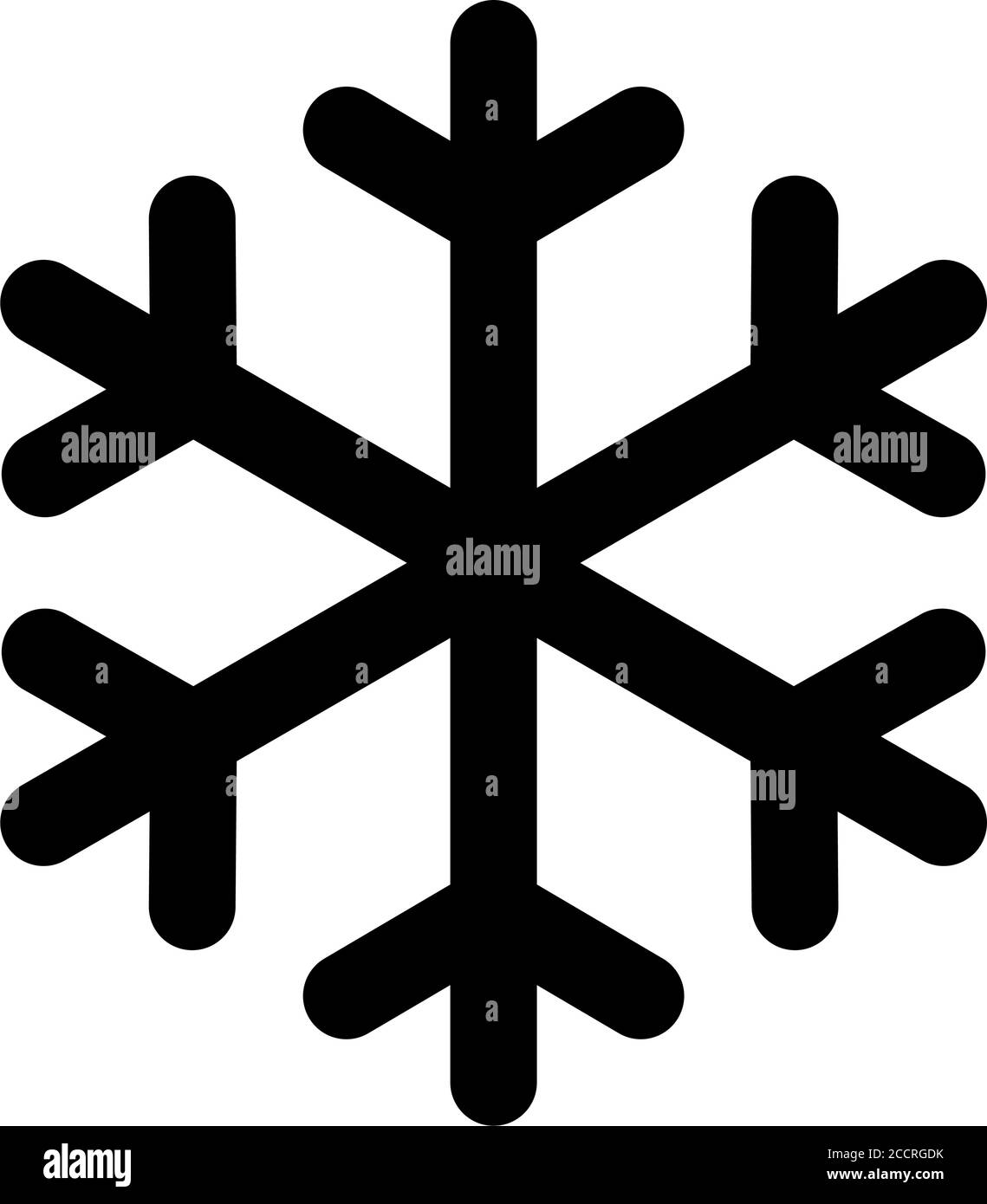 Semplice fiocco di neve nero con angoli arrotondati. Icona vettore. Illustrazione Vettoriale