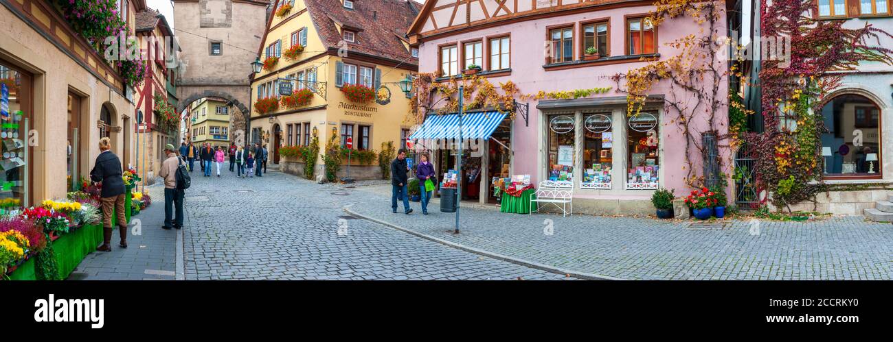 Mittelalterliche Stadt Rothenburg ob der Tauber in Franken Foto Stock
