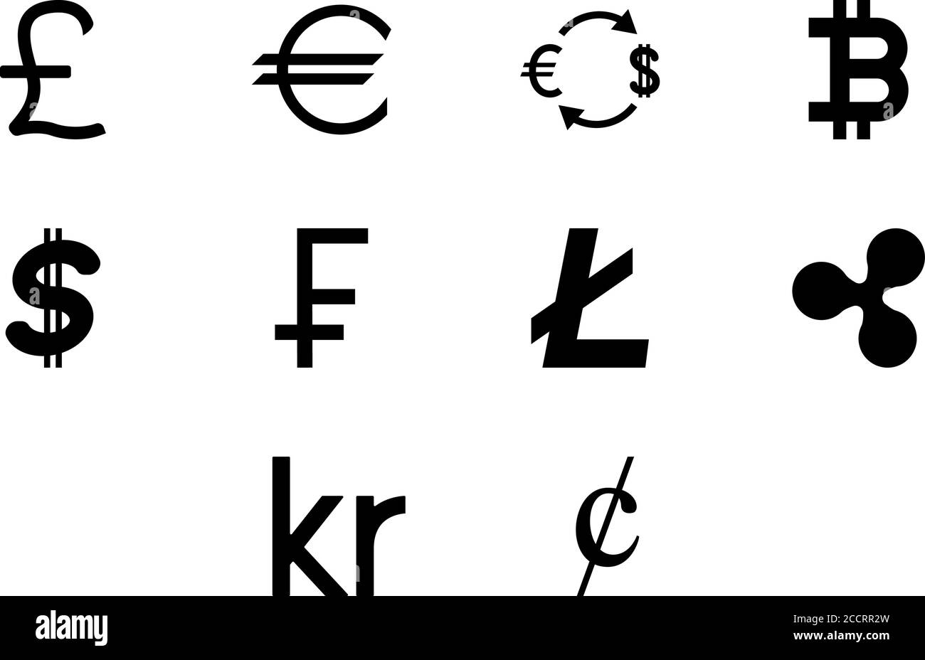 Simbolo denaro colore nero Set immagine vettoriale in stile solido Illustrazione Vettoriale
