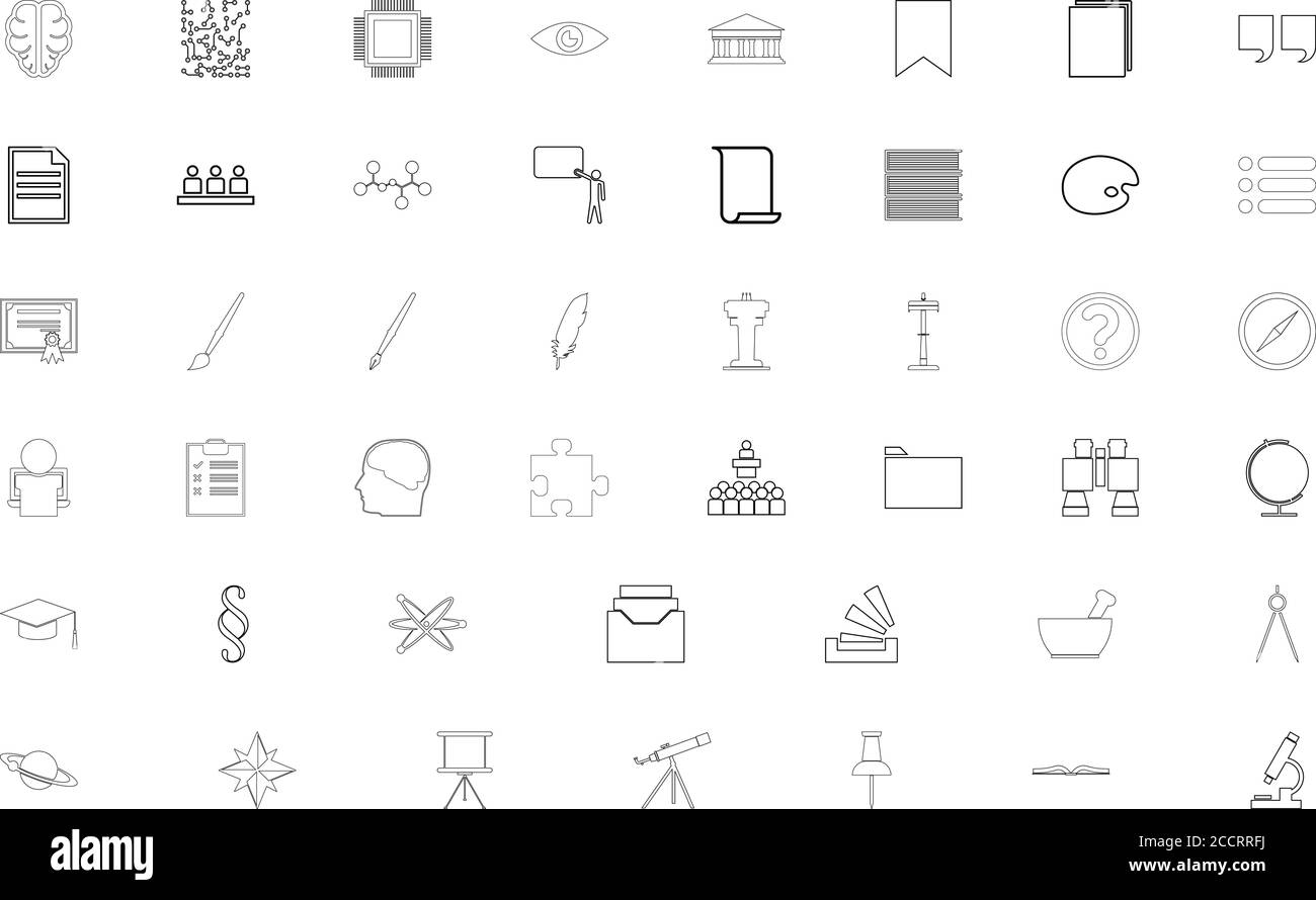 Illustrazione vettoriale del set di colori nero Education Illustrazione Vettoriale