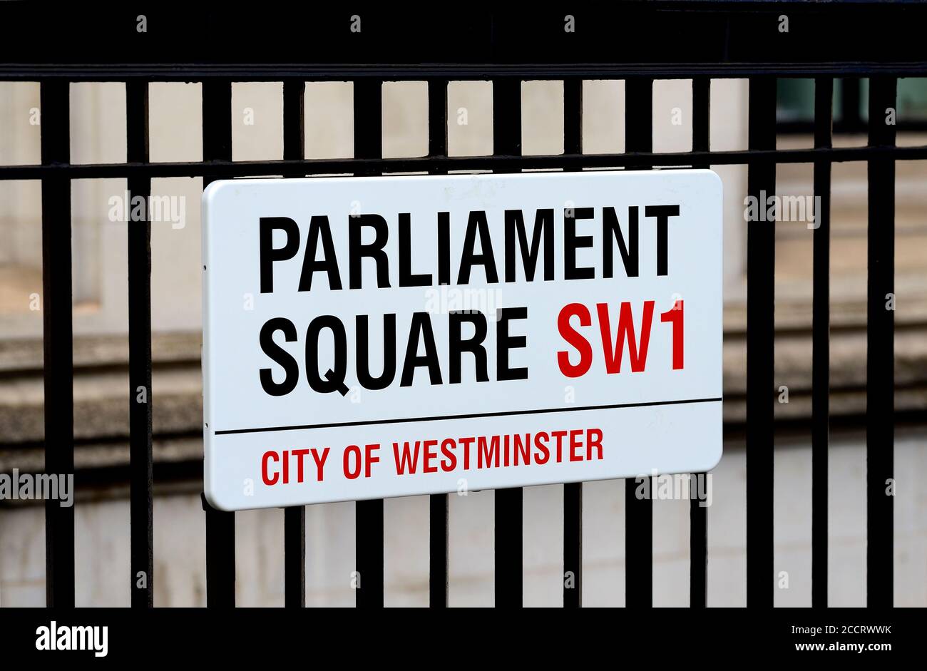 Londra, Inghilterra, Regno Unito. Cartello stradale, Parliament Square, SW1 Foto Stock