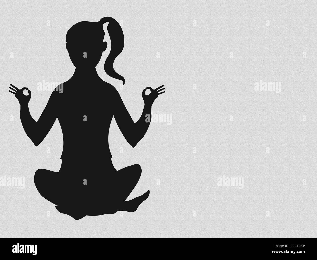 silhouette di una donna che pratica yoga o meditare Foto Stock