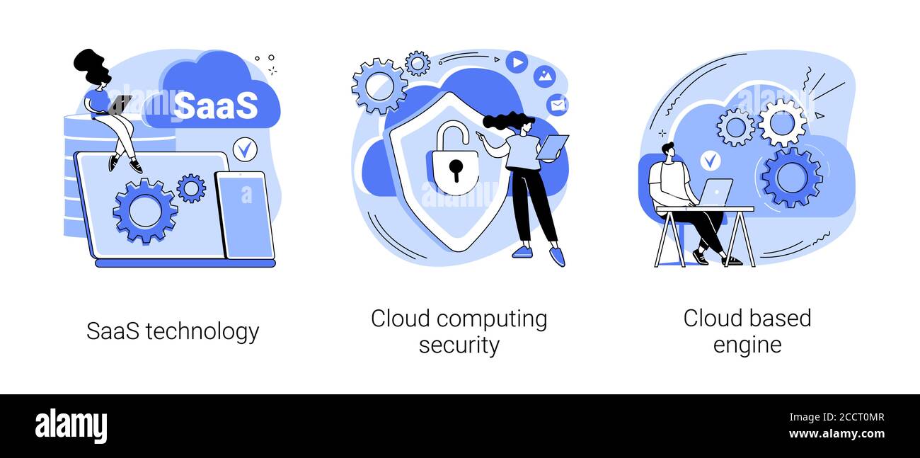 Illustrazioni vettoriali del concetto astratto del software cloud. Illustrazione Vettoriale