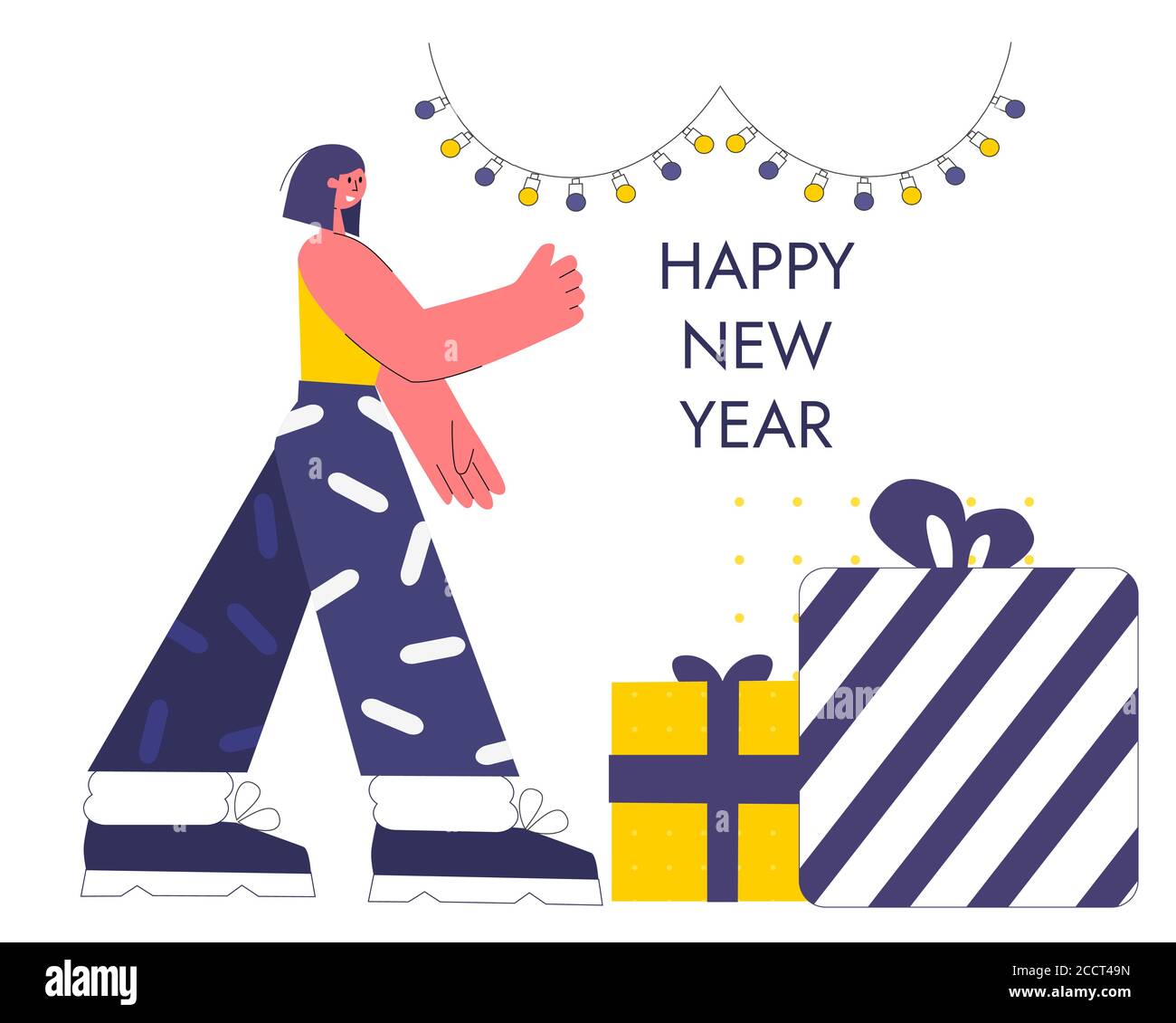 Vettoriale illustrazione ragazza si sta preparando per il nuovo anno Illustrazione Vettoriale