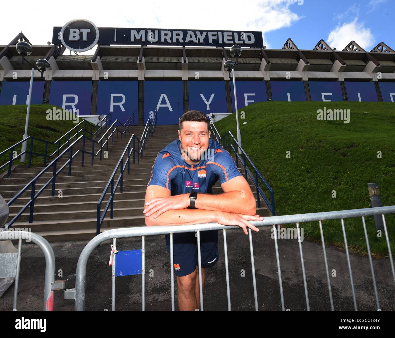 24-ago-20.BT Murrayfield Stadium. Edimburgo.Scozia. Sottoposto a embargo fino al 27 agosto 20. Edinburgh Rugby (Lock) Grant Gilchrist, photo-call per la partita Guinness PRO14 Edimburgo vs Glasgow. Credit: eric mcowat/Alamy Live News Foto Stock