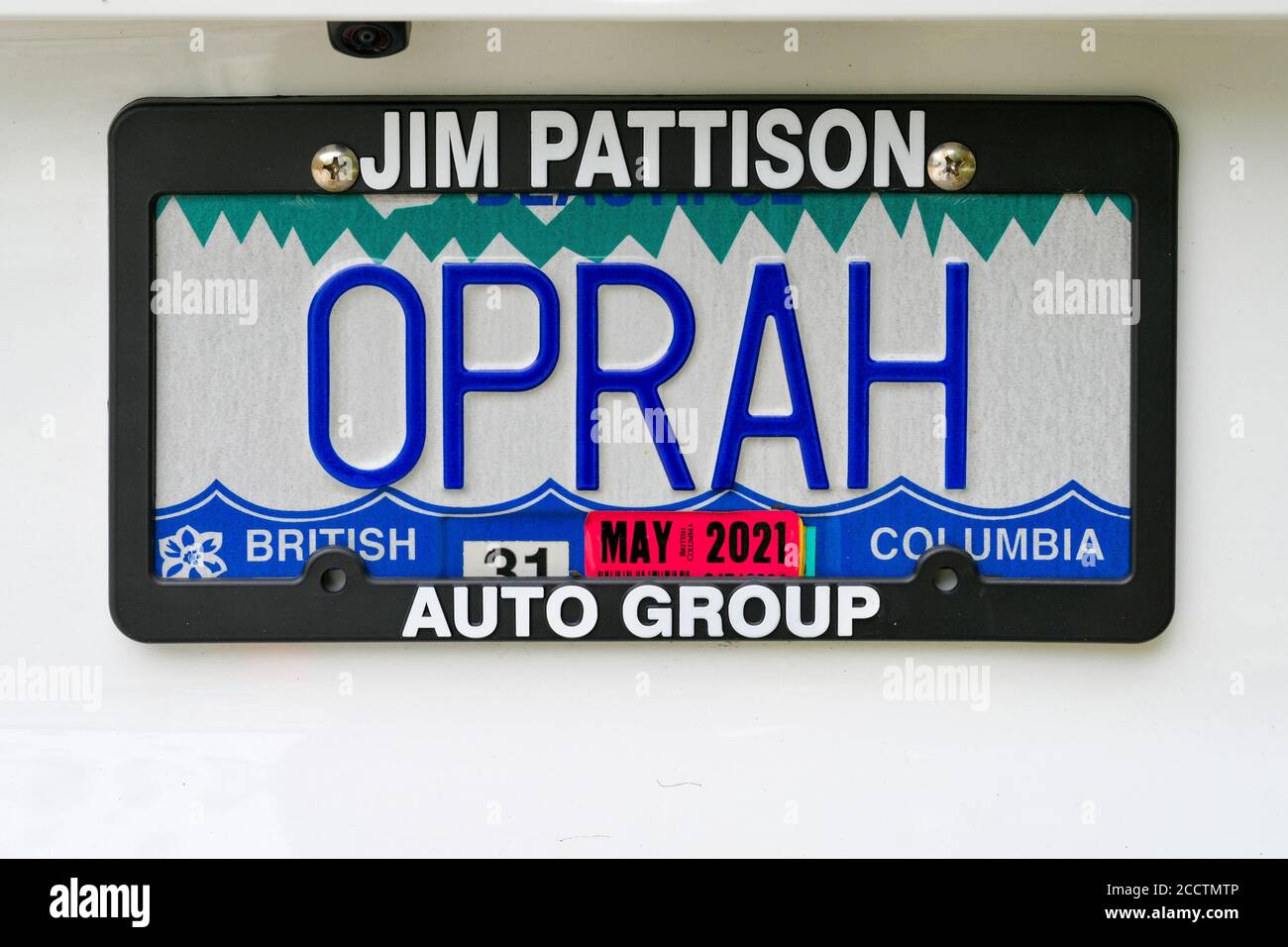 Targa auto, Oprah, British Columbia, Foto Stock