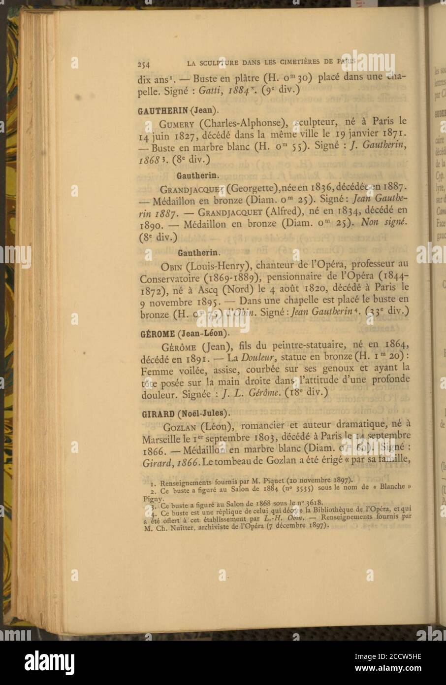 Jean Gautherin sculpture dans les cimitières de Paris, Archive de l'art français 1897 p. 254 – Archivio Internet (U di Toronto). Foto Stock