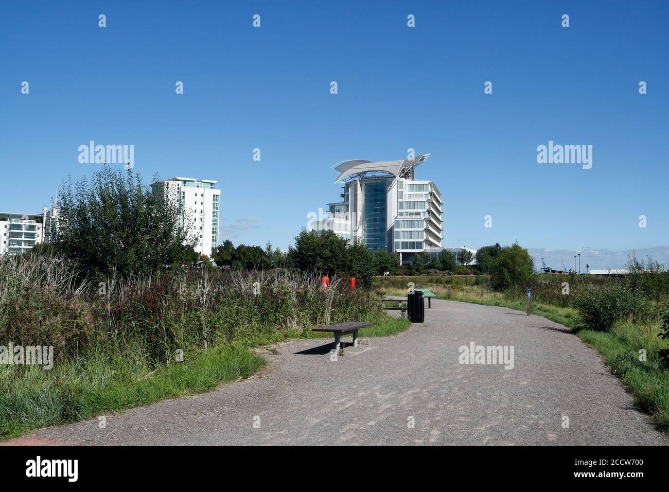 L'area della riserva naturale delle zone umide della baia di Cardiff, il Galles del Regno Unito, un punto di biodiversità Foto Stock