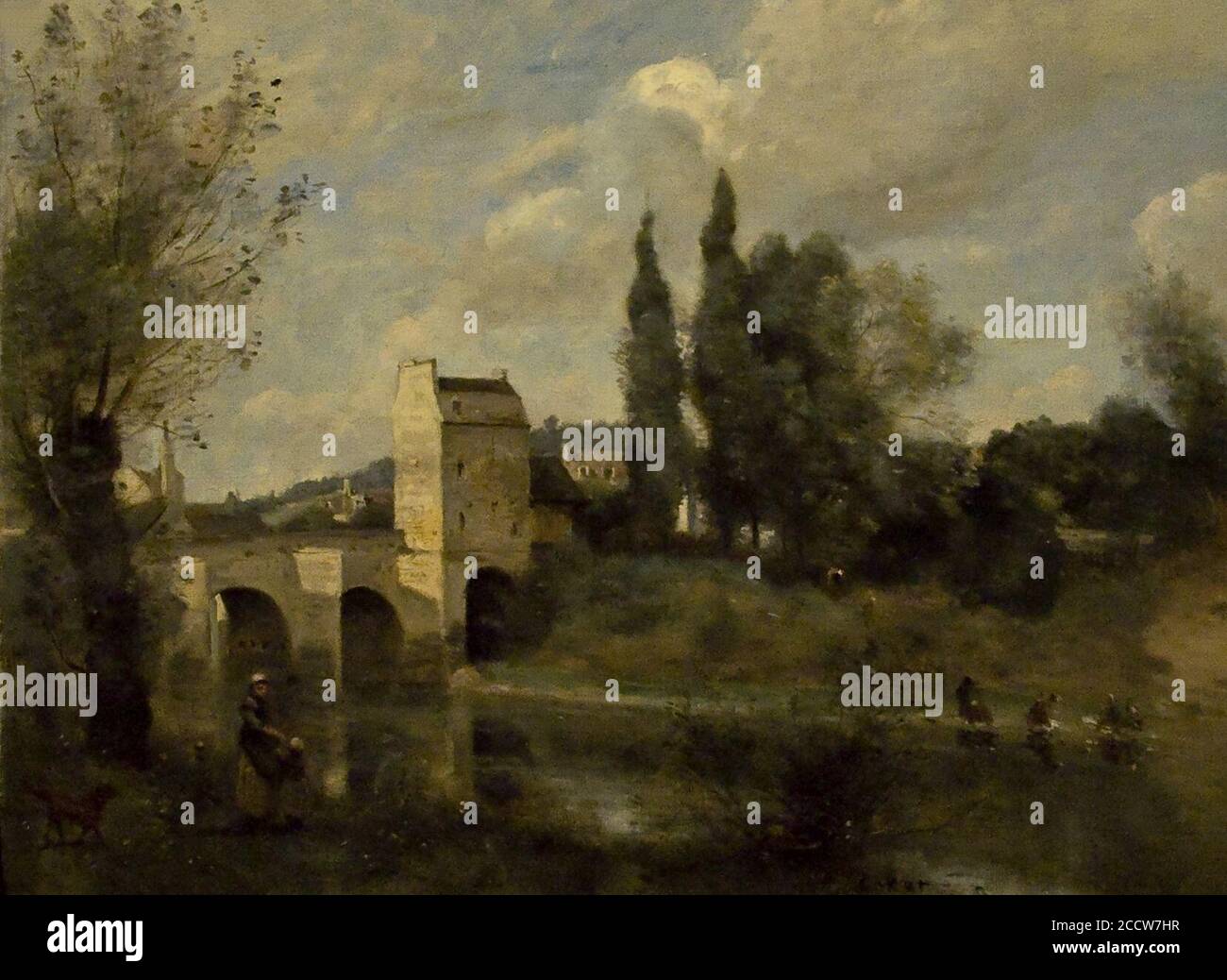 Jean-Baptiste Corot (1796-1875) - een brug te Mantes Foto Stock