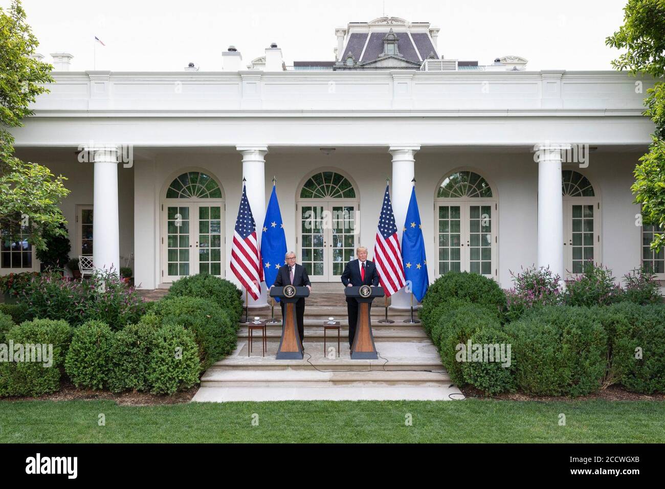 Jean-Claude Juncker e Donald Trump 2018-07-25. Foto Stock
