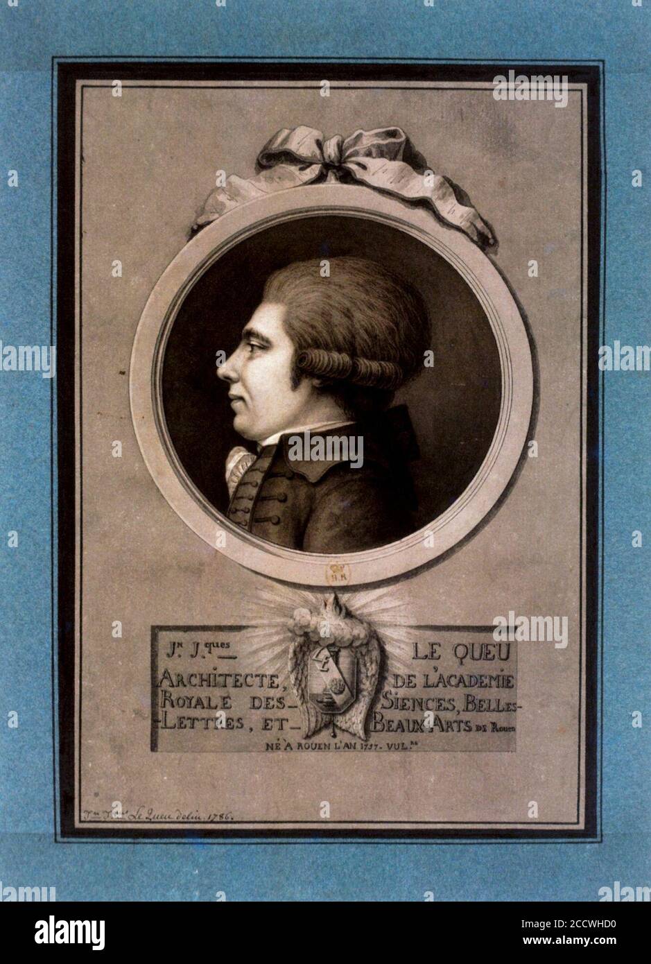 Jques le Queu architecte, de l'Académie Royale des Siences, Belles-lettres, et Beaux-Arts de Rouen - né à Rouen l'an 1757. Foto Stock
