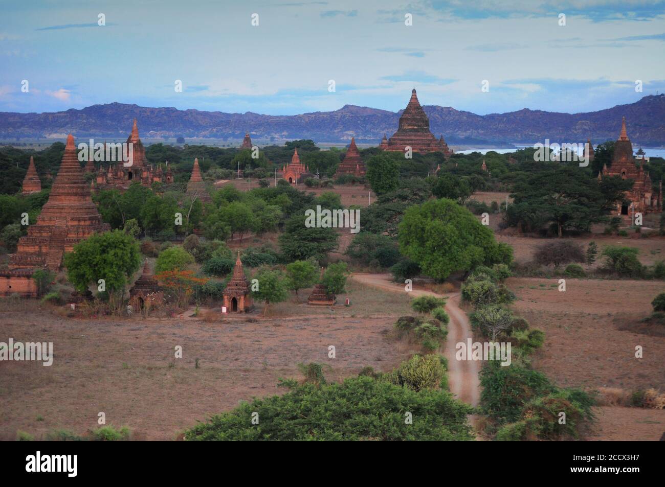 Veduta aerea del vecchio Bagan in Myanmar Foto Stock