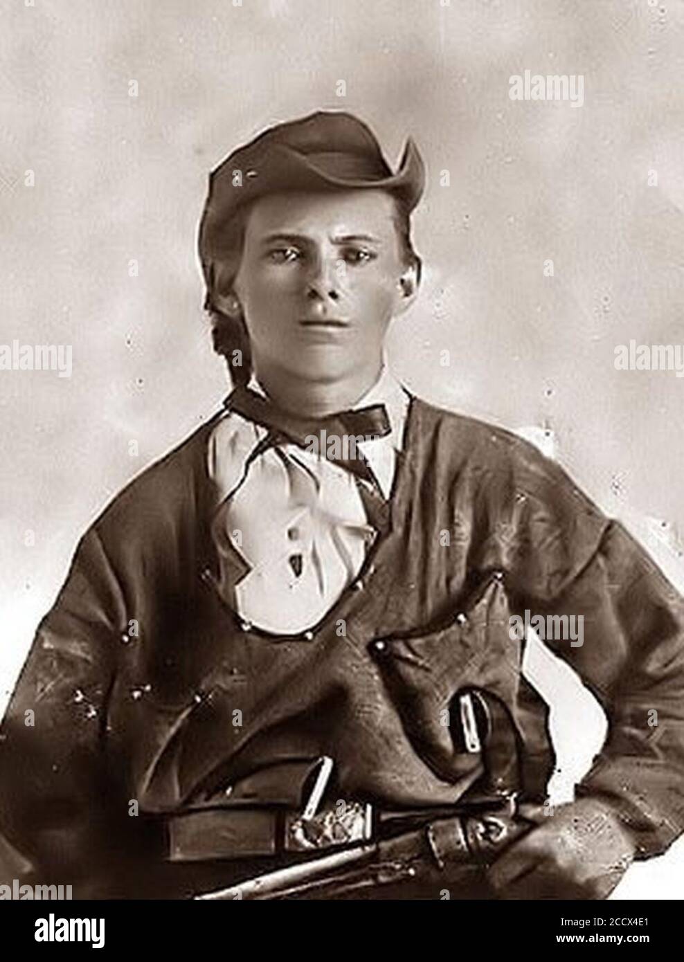 Jesse James (ca 16 anni). Missouri bushwhacker cavalcare con Bloody Bill Anderson. Foto Stock