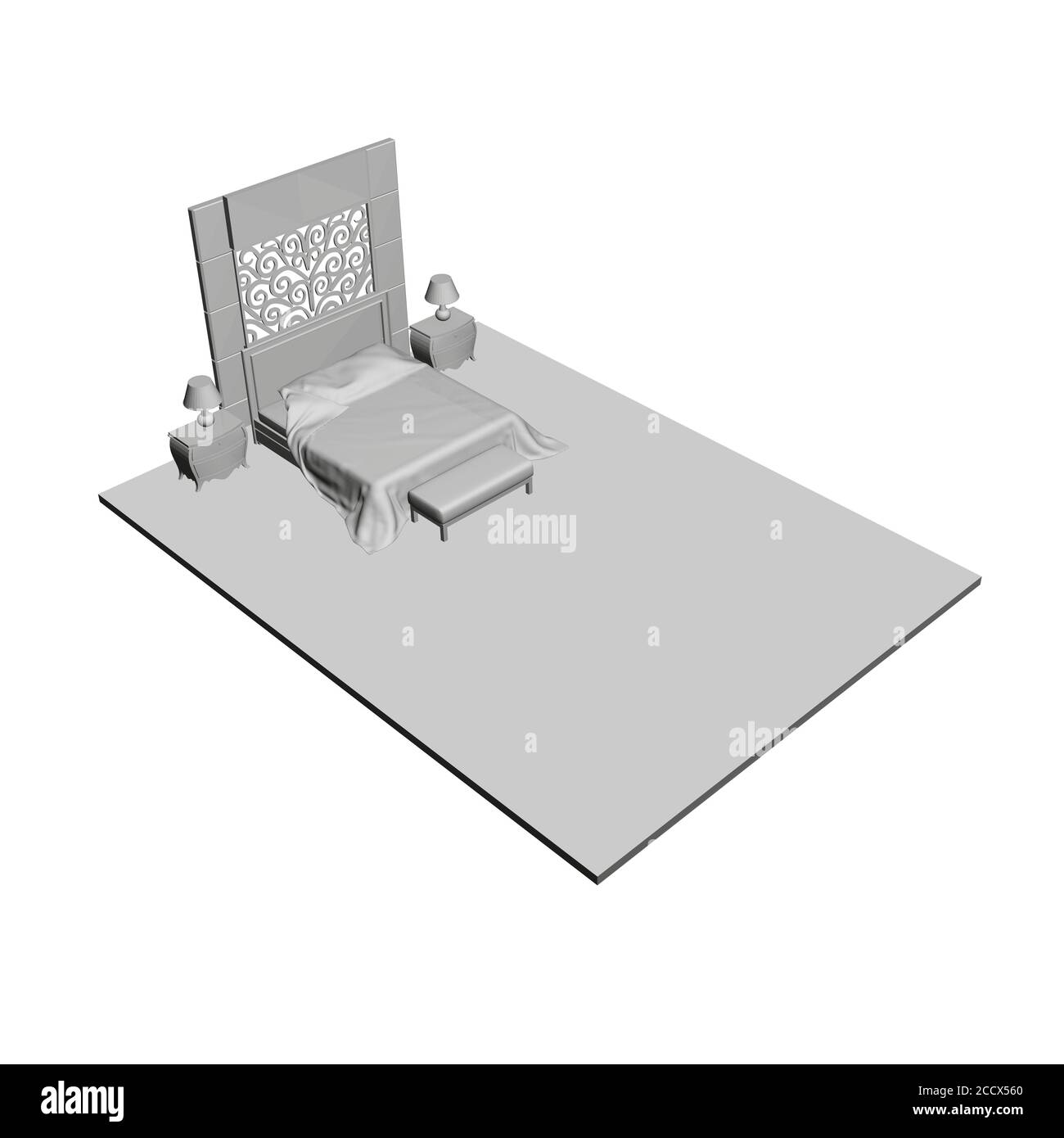 Elemento poligonale interno della camera da letto. Vista isometrica. 3D. Illustrazione vettoriale Illustrazione Vettoriale