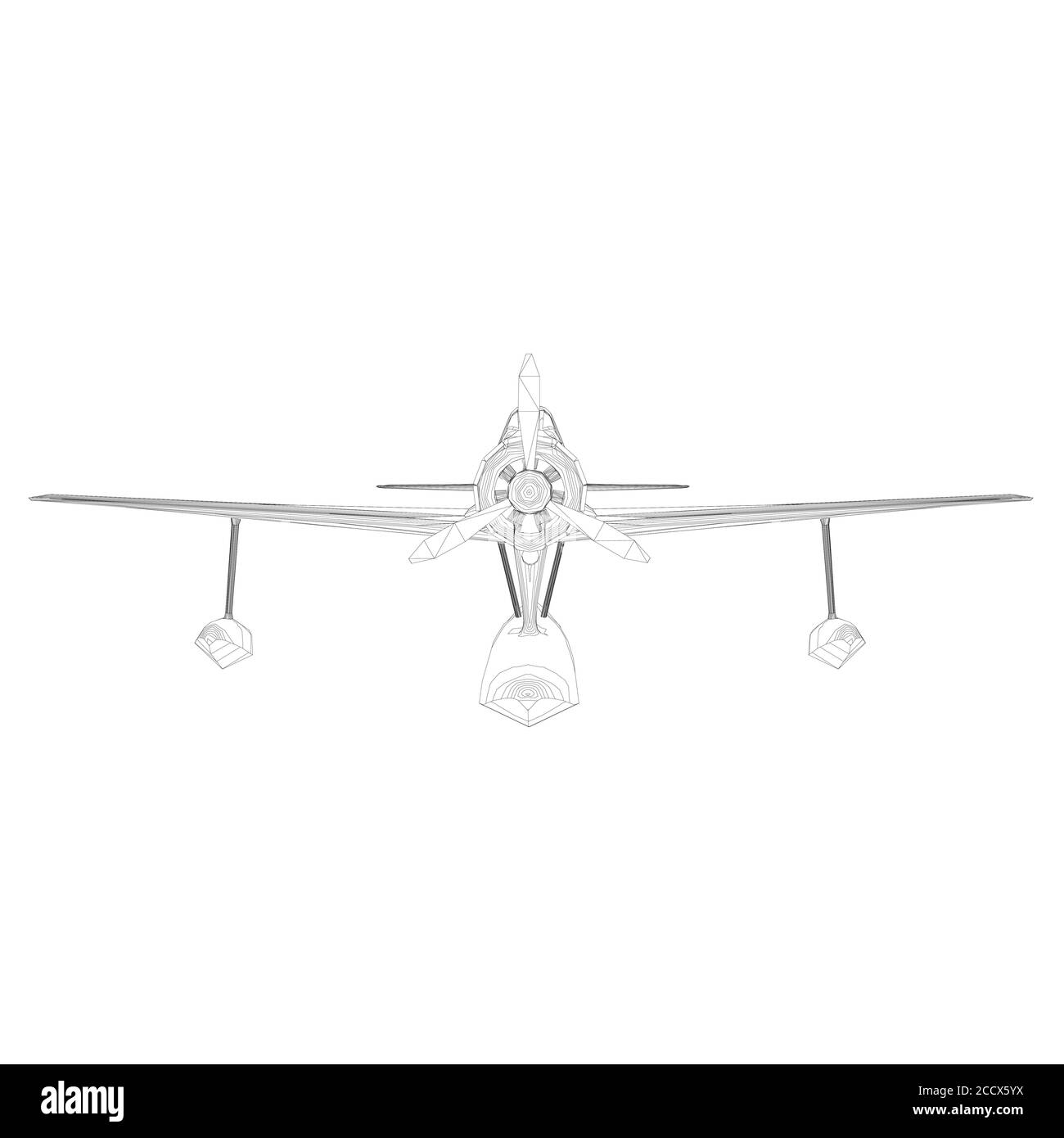 Struttura a reticolo di un vecchio aereo per l'atterraggio e il decollo dall'acqua. Vista frontale. 3D. Illustrazione vettoriale Illustrazione Vettoriale