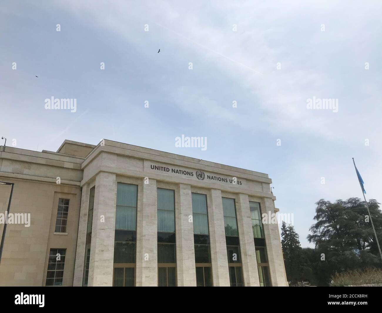 Ufficio delle Nazioni Unite a Ginevra, Svizzera, 18 luglio 2019, Palais des Nations. Sede delle Nazioni Unite. Foto Stock