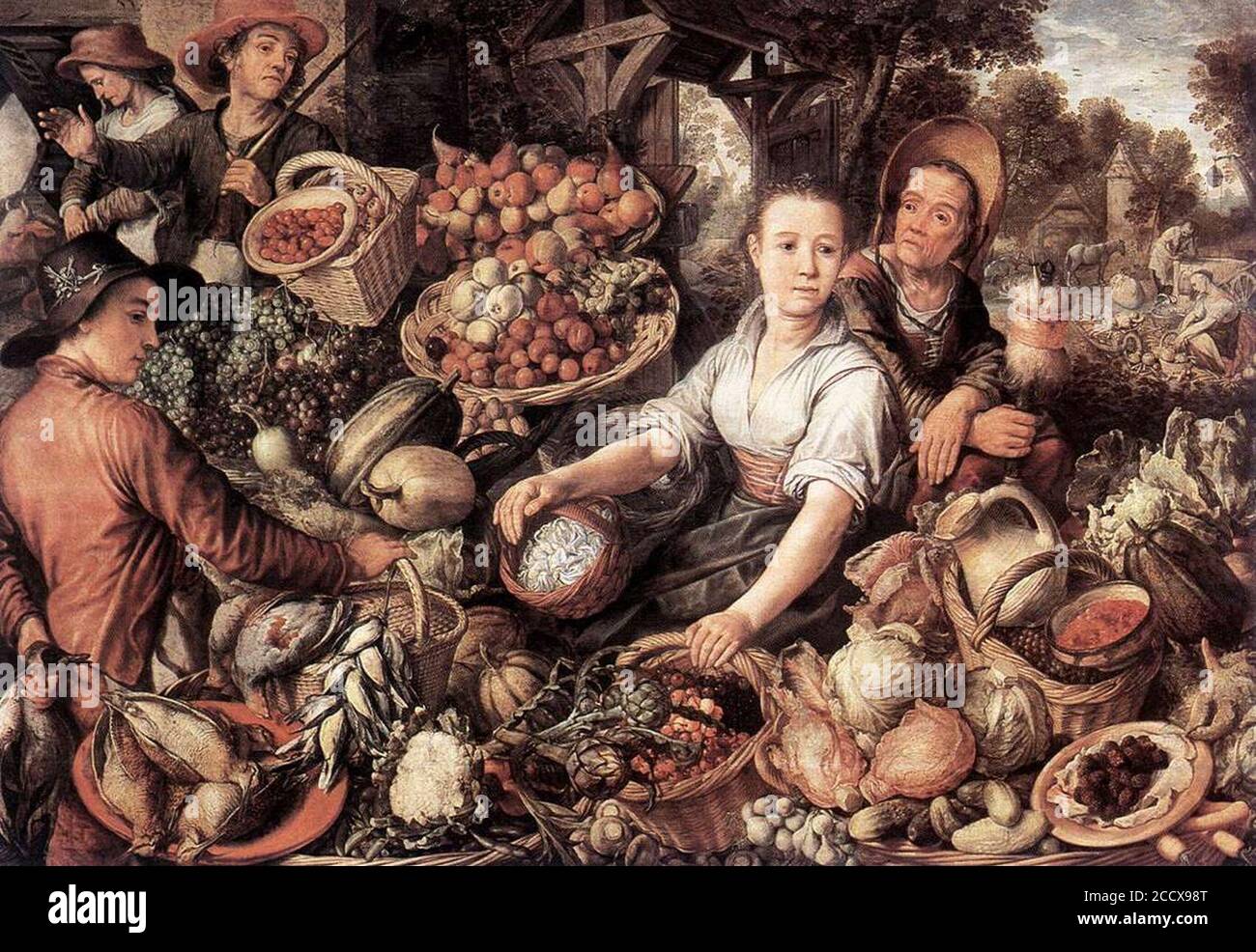 Joachim Beuckelaer - il mercato vegetale Foto Stock