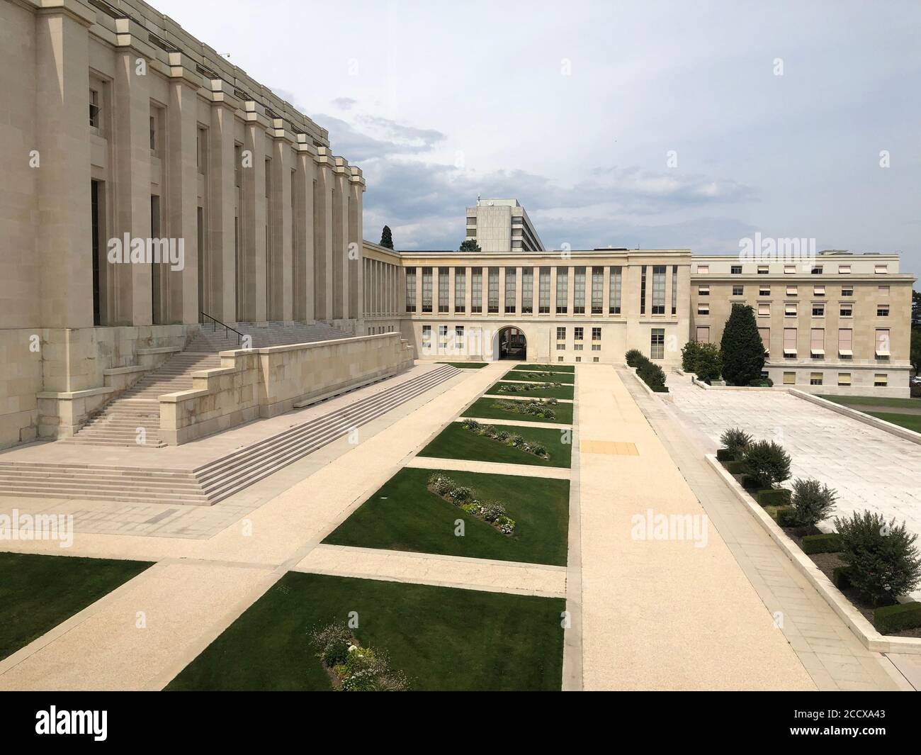 Ufficio delle Nazioni Unite a Ginevra, Svizzera, 18 luglio 2019, Palais des Nations. Sede delle Nazioni Unite. Foto Stock