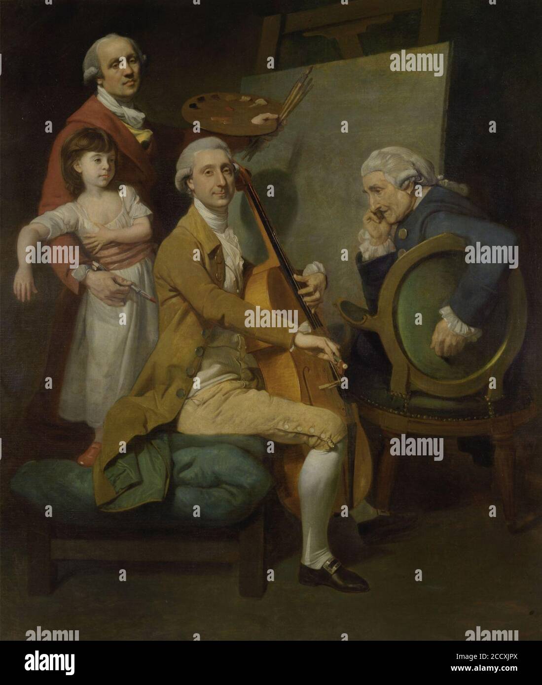 Johan Joseph Zoffany RA - Autoritratto con la figlia Maria Teresa, James Cervetto e Giacobbe Cervetto - B1977.14.88 - Centro Yale per l'Arte Britannica Foto Stock