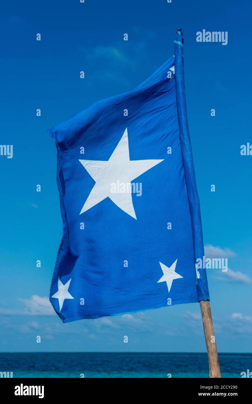 Bandiera somala, spiaggia di Jazeera, Somalia Foto Stock