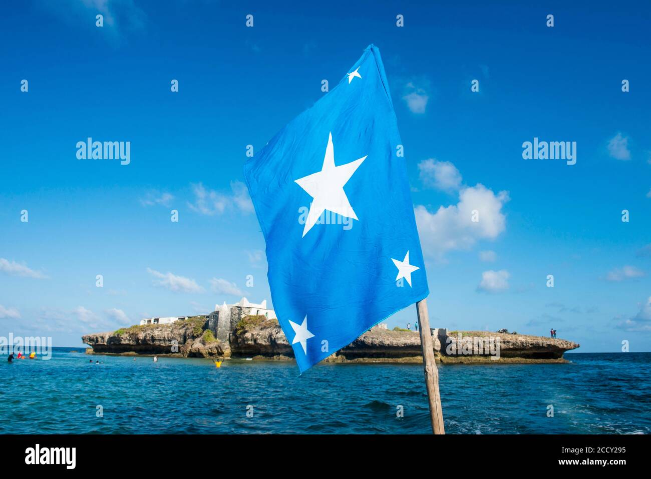 Bandiera somala, spiaggia di Jazeera, Somalia Foto Stock