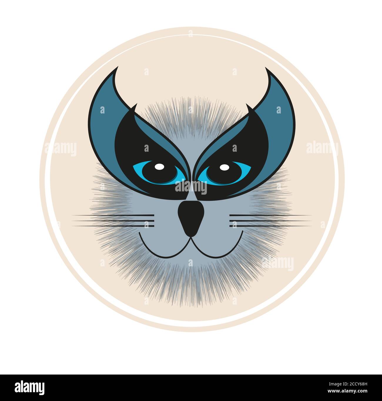Vector Cat Face su sfondo bianco Illustrazione Vettoriale