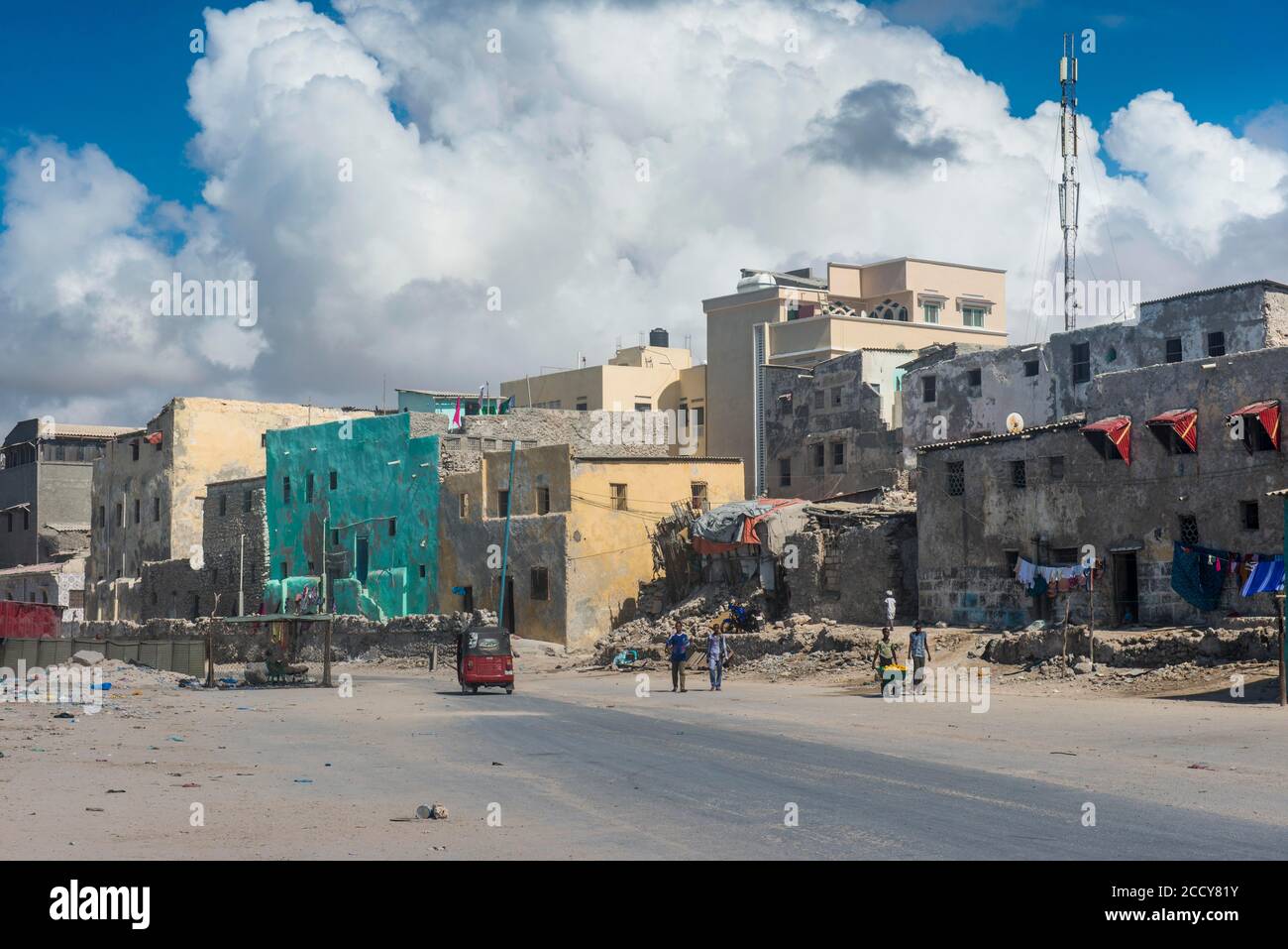 La città vecchia distrutta di Mogadiscio, Somalia Foto Stock