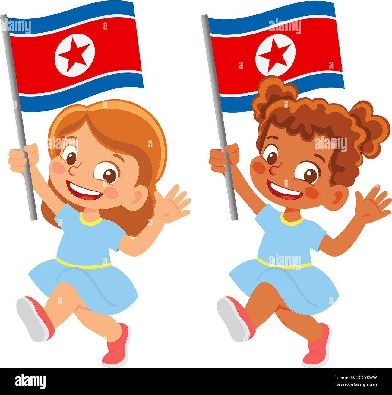 Bandiera della Corea del Nord in set manuale Illustrazione Vettoriale