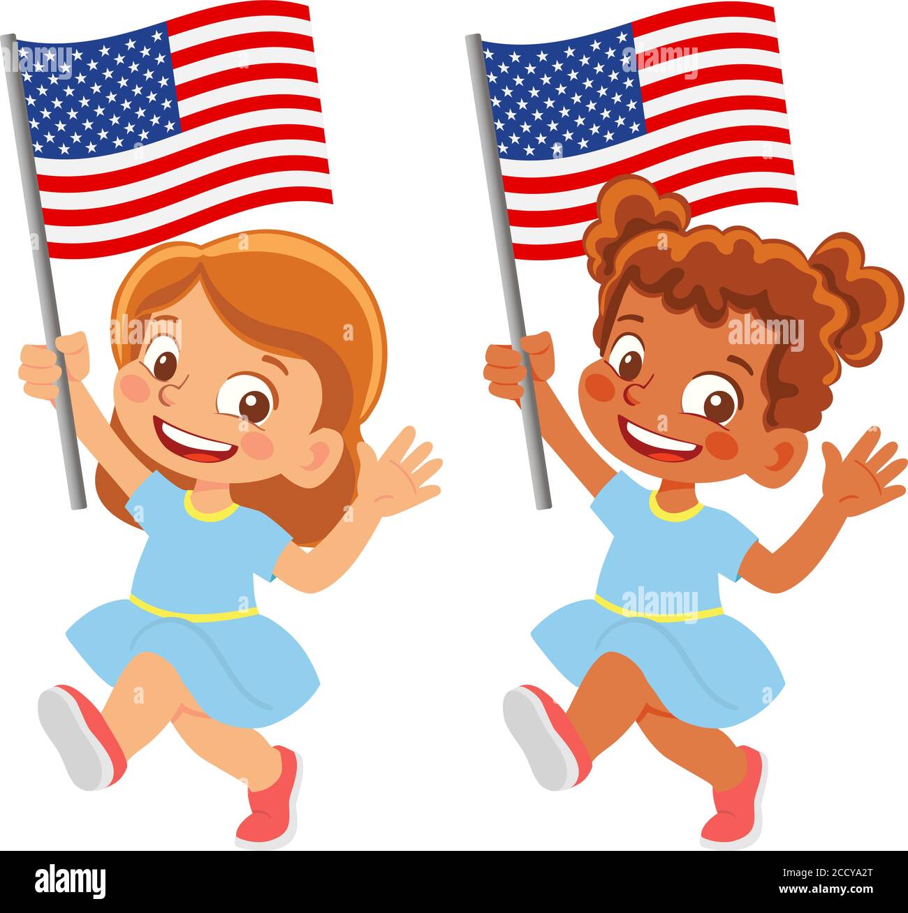 Bandiera degli Stati Uniti in set manuale Illustrazione Vettoriale
