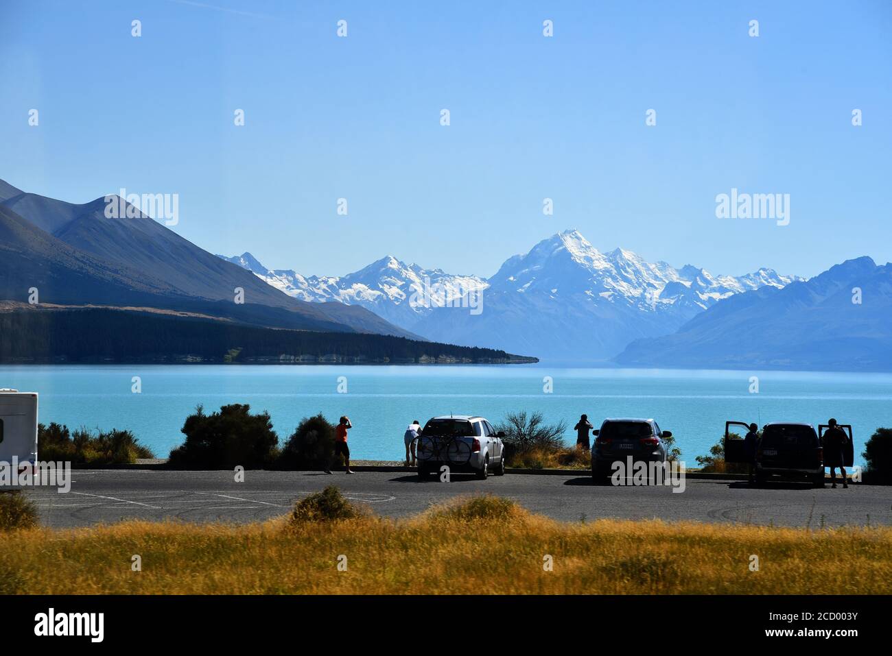 mt cook e pukaki lago, mt cook national park, nuova zelanda Foto Stock