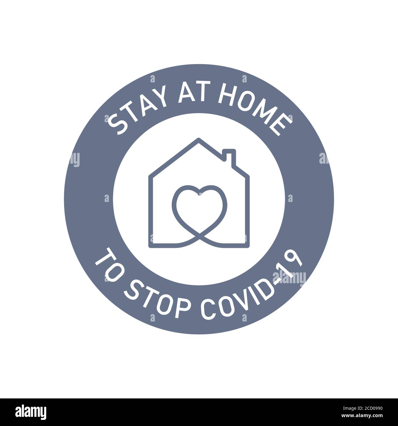 Rimani a casa per fermare il coronavirus. Simbolo rotondo per evitare Covid-19. Illustrazione Vettoriale