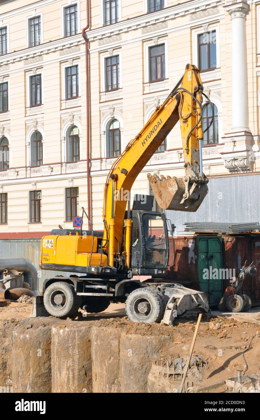 Attrezzature da costruzione per le strade della città di Mosca. Foto Stock