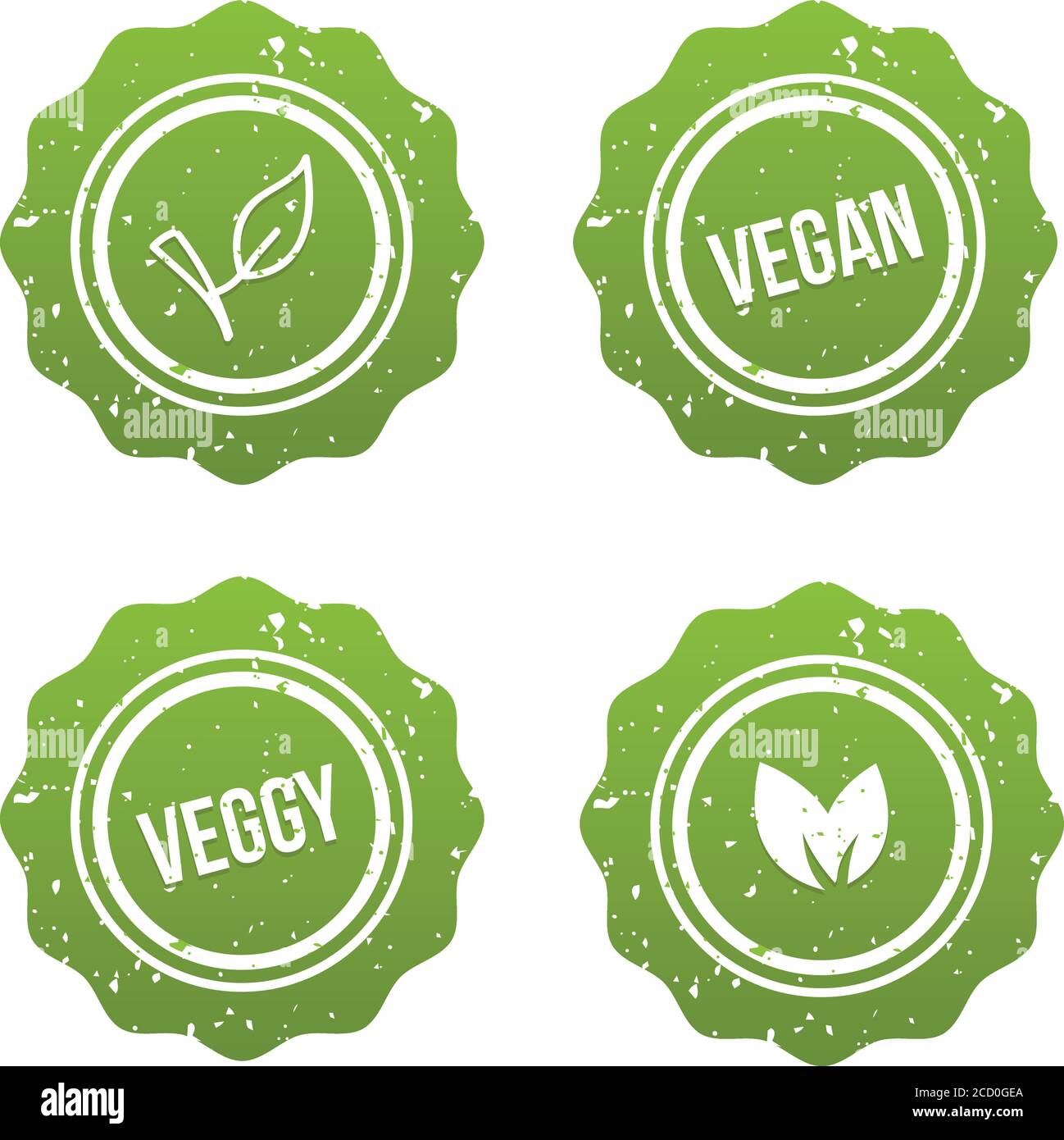 Vegan Button und Vegetarisch Banner Set. Illustrazione Vettoriale