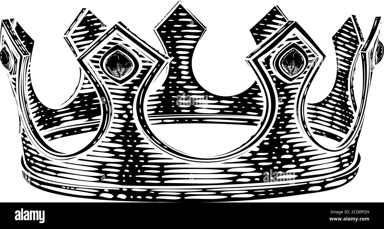 Illustrazione in stile retro vintage King Royal Crown Illustrazione Vettoriale