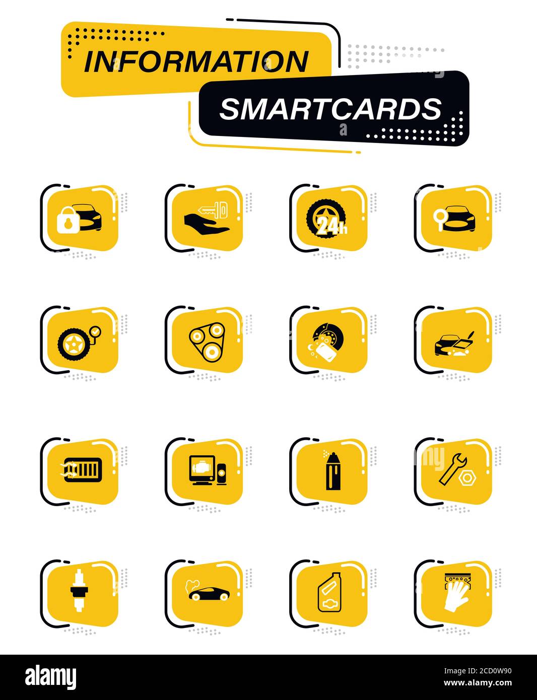 Auto shop set di icone Illustrazione Vettoriale