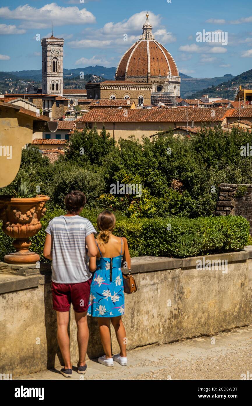 Firenze, Italia. 25 Agosto 2020. I visitatori tornano a vedere i Giardini di Boboli e le varie attrazioni della storica città di Firenze, in seguito all'allentamento di Coronavirus (covid 19). Credit: Guy Bell/Alamy Live News Foto Stock