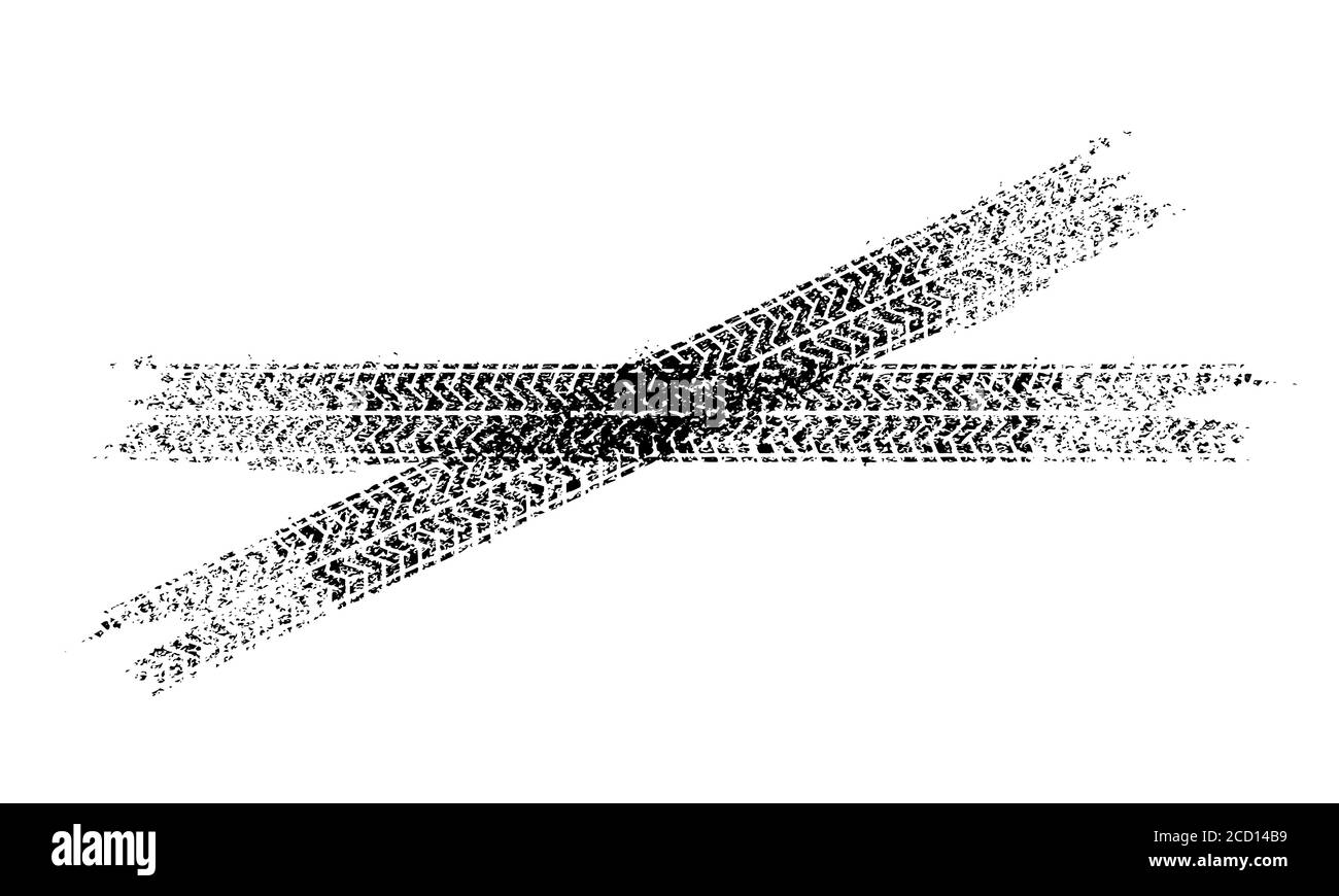 Le tracce degli pneumatici segnano lo sfondo in bianco e nero Vector Illustrazione Vettoriale