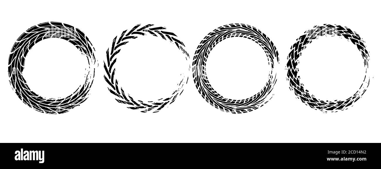 Le tracce degli pneumatici segnano lo sfondo in bianco e nero Vector Illustrazione Vettoriale